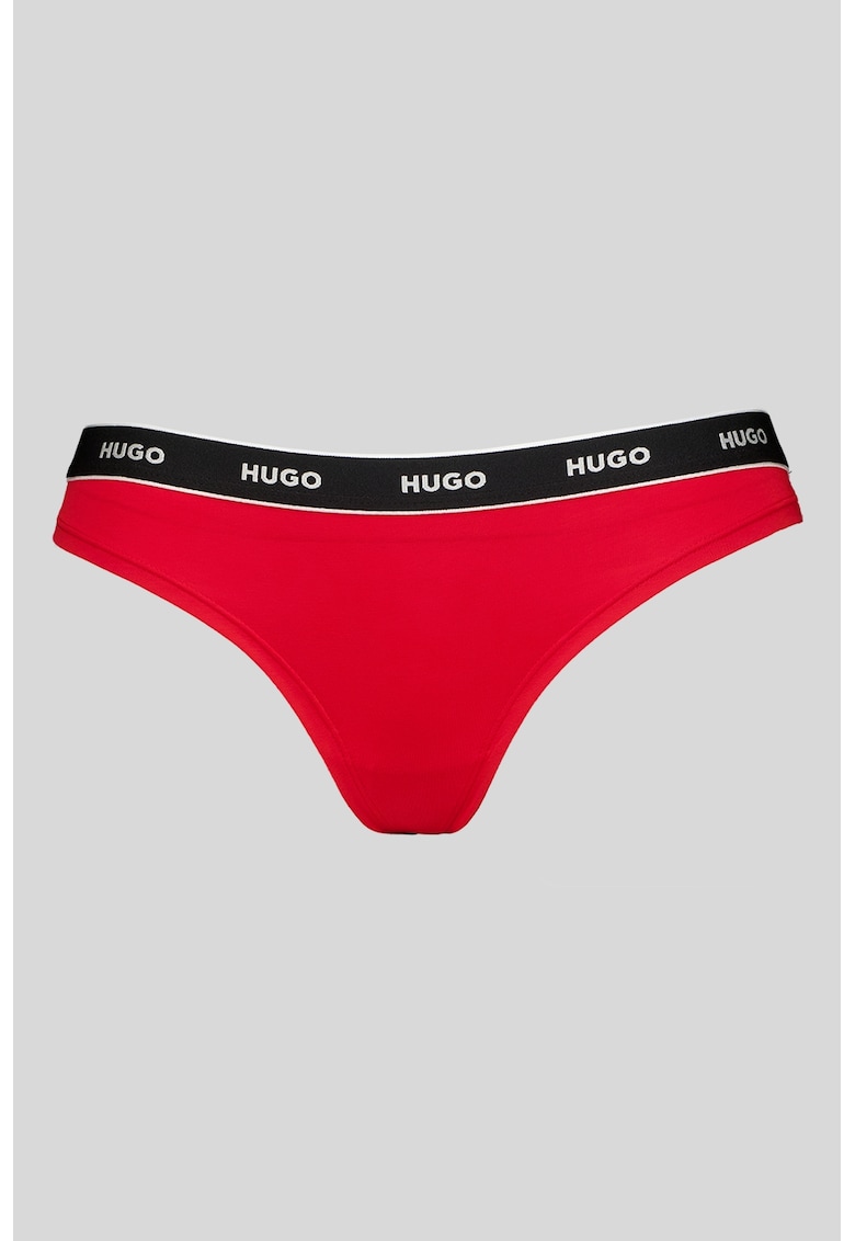 Chiloti tanga cu banda logo in talie