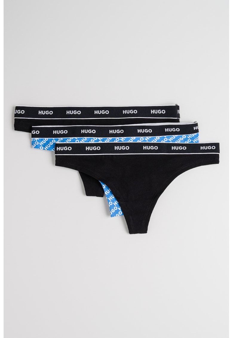 Set de chiloti tanga cu imprimeu logo - 3 perechi Set de chiloti tanga cu imprimeu logo - 3 perechi