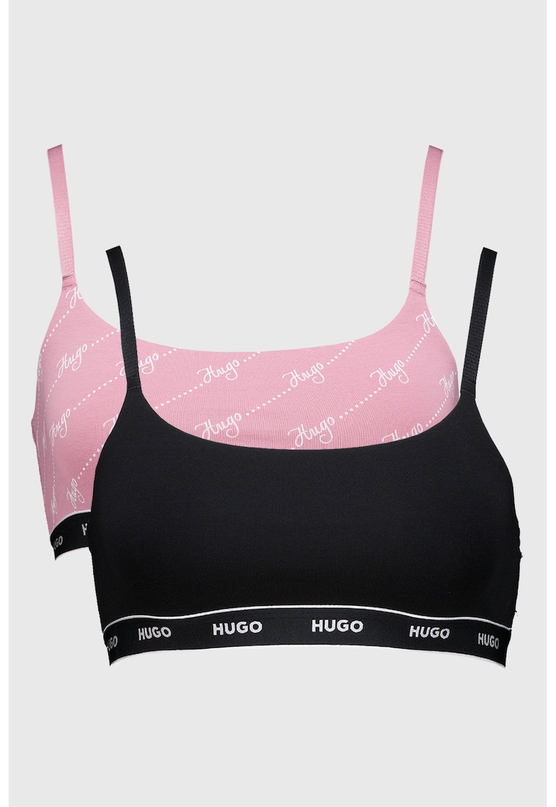 Set de bustiere din amestec de bumbac cu banda logo - 2 piese