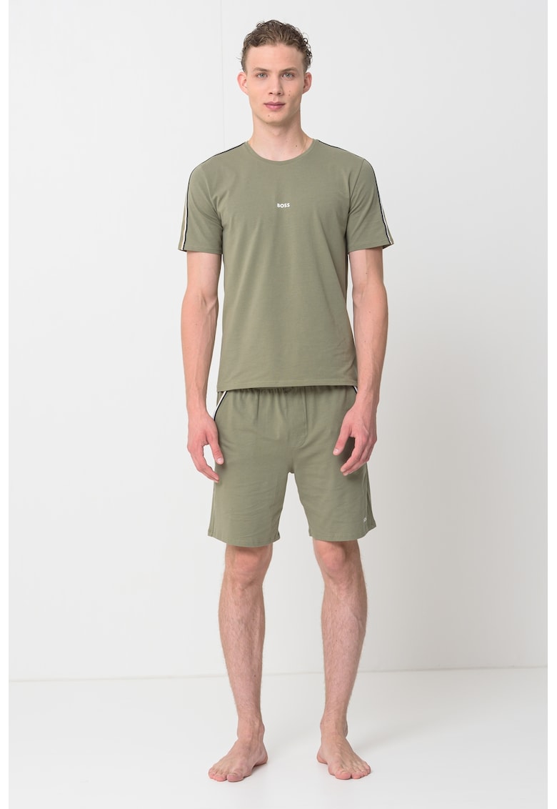 Tricou de pijama cu dungi contrastante pe umar Unique