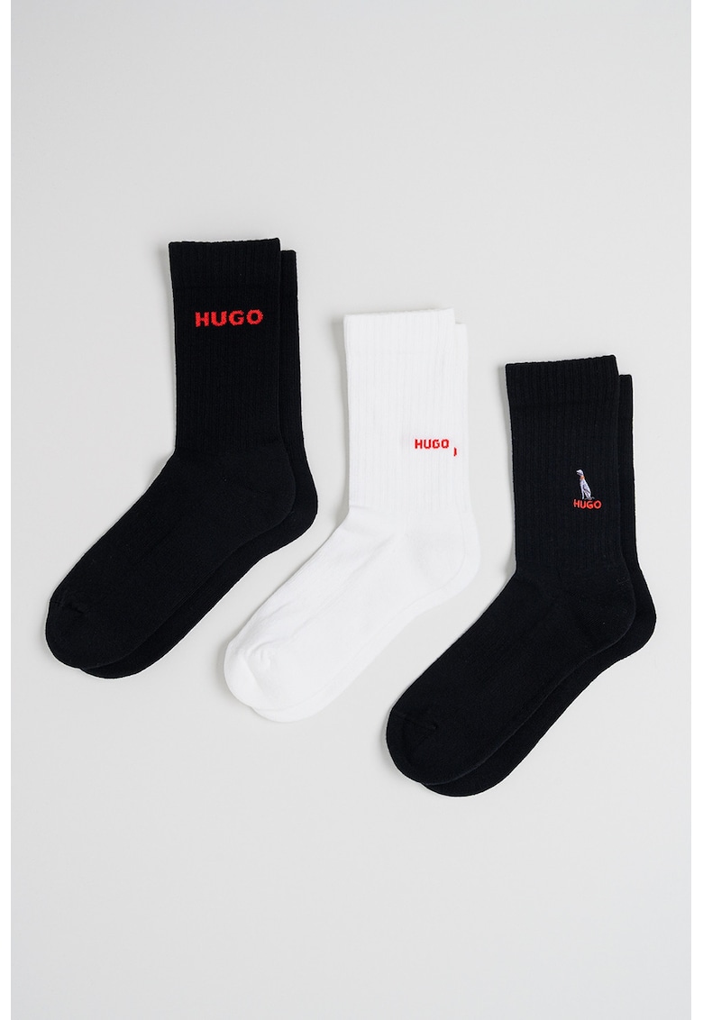 Set de sosete lungi cu imprimeu logo - 3 perechi
