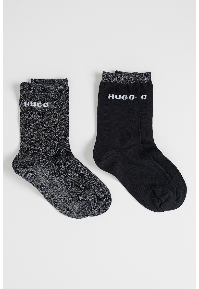 Set de sosete lungi - 2 perechi - Negru/Argintiu