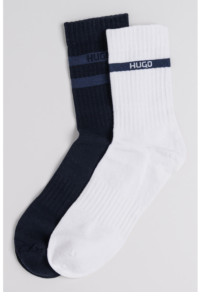 Set de sosete lungi din amestec de bumbac cu detaliu logo - 2 perechi