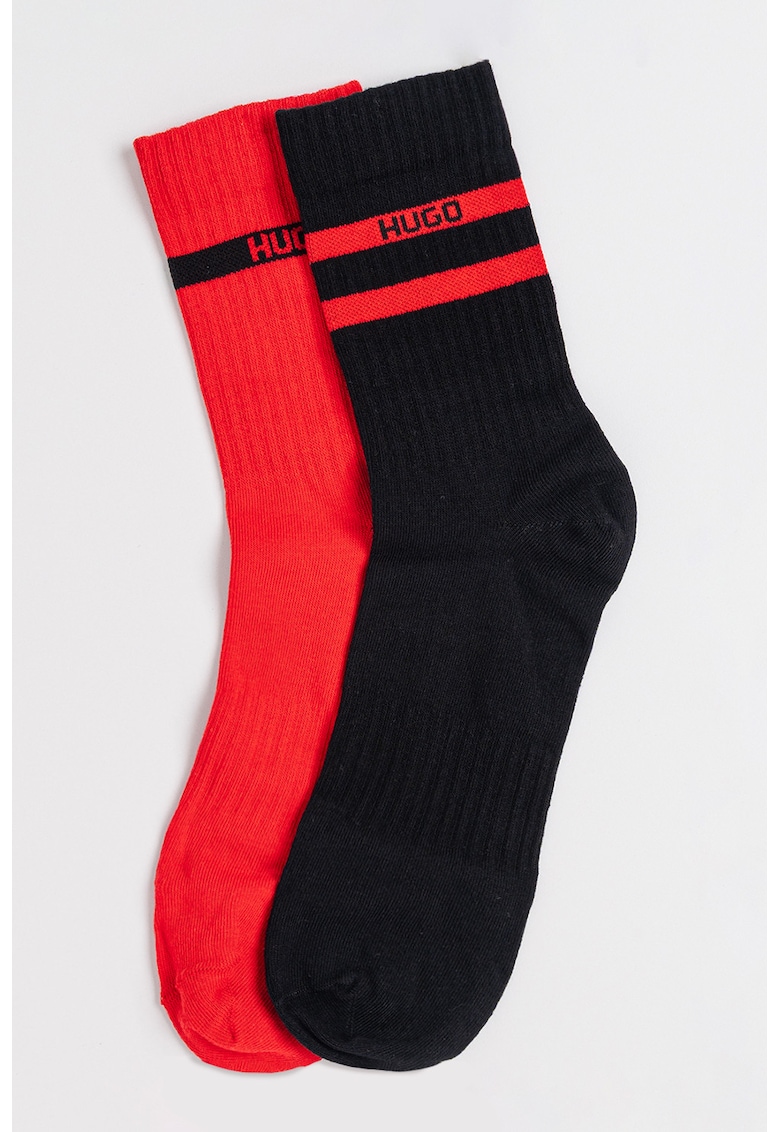 Set de sosete lungi din amestec de bumbac cu detaliu logo - 2 perechi