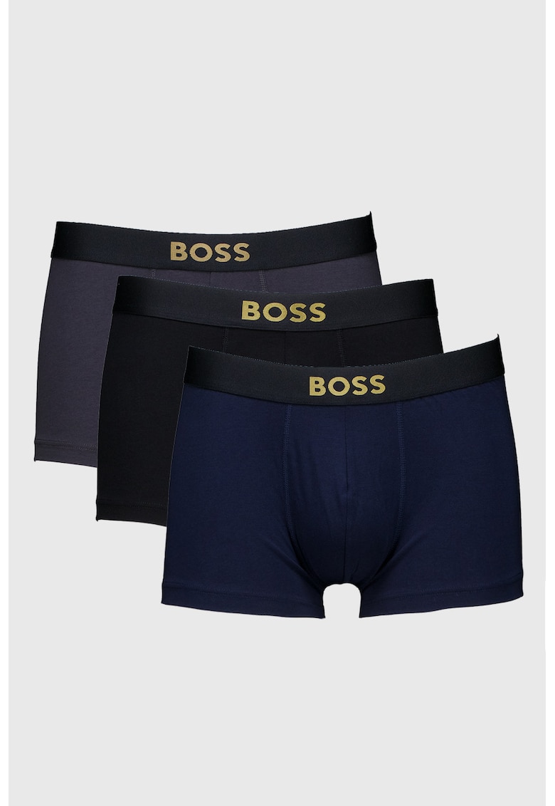 Set de boxeri cu logo - 3 perechi - Negru/Albastru ultramarin/Gri inchis