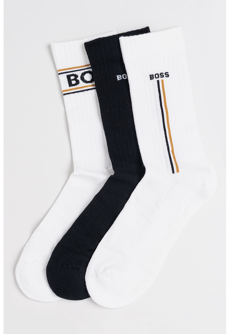 Set de sosete lungi cu imprimeu logo - 3 perechi