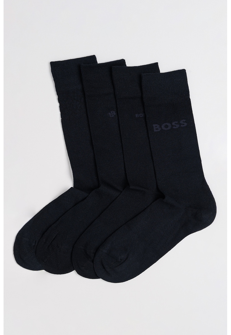 Set de sosete lungi cu imprimeu logo - 4 perechi