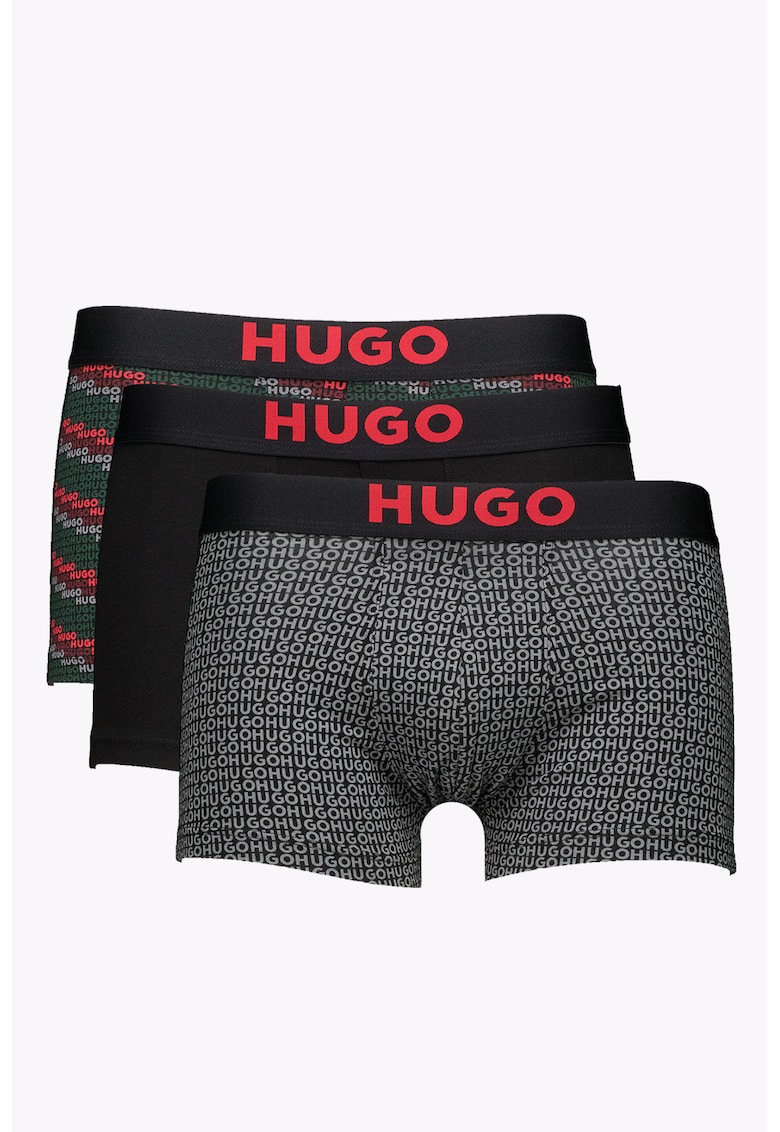 Set de boxeri cu logo - 3 perechi - Rosu/Negru/Verde englez