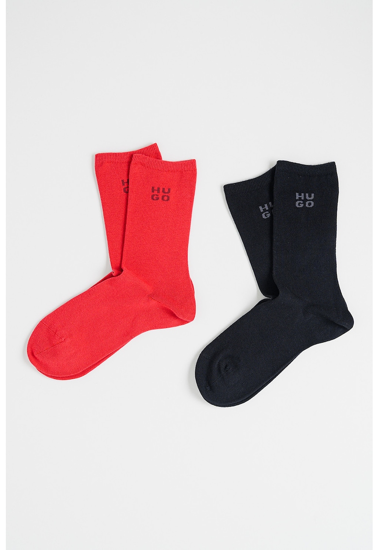 Set de sosete lungi cu imprimeu logo - 2 piese