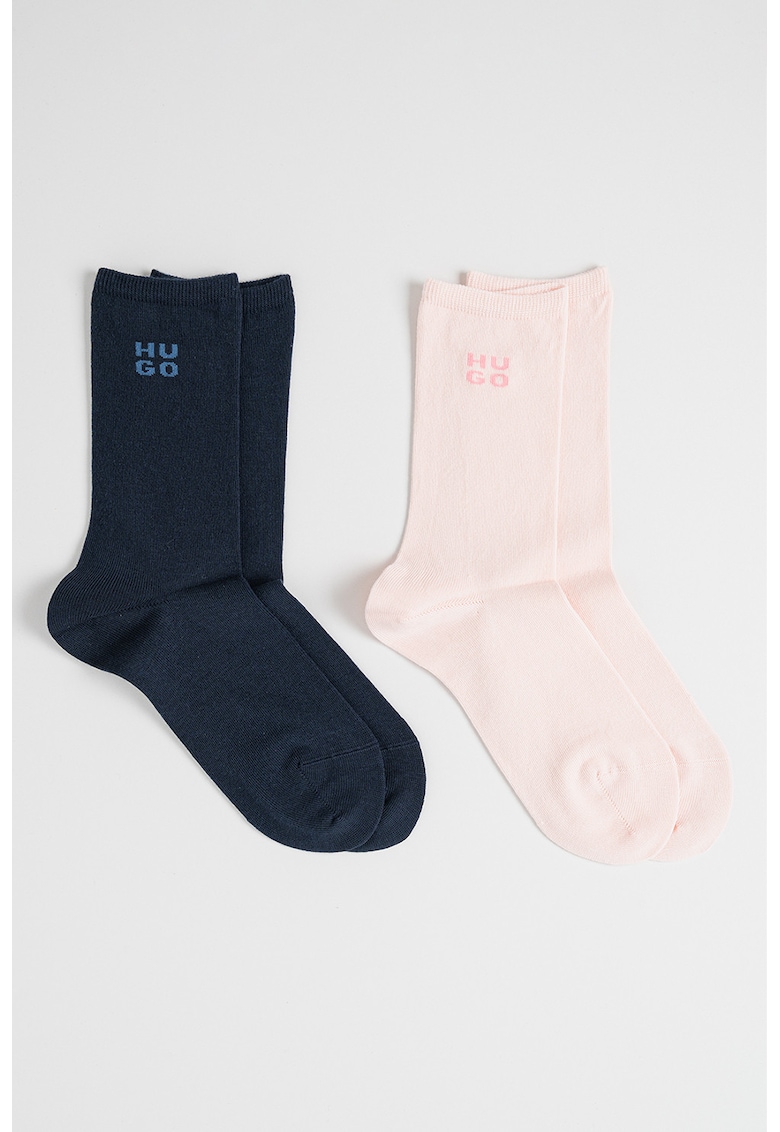 Set de sosete lungi cu imprimeu logo - 2 piese