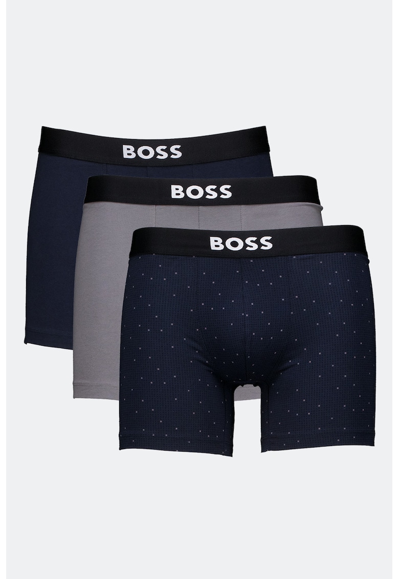 Set de boxeri cu logo - 3 perechi - Albastru ultramarin/Gri inchis