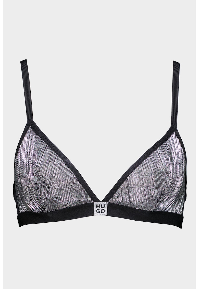 Sutien triunghiular cu paiete - Negru/Argintiu