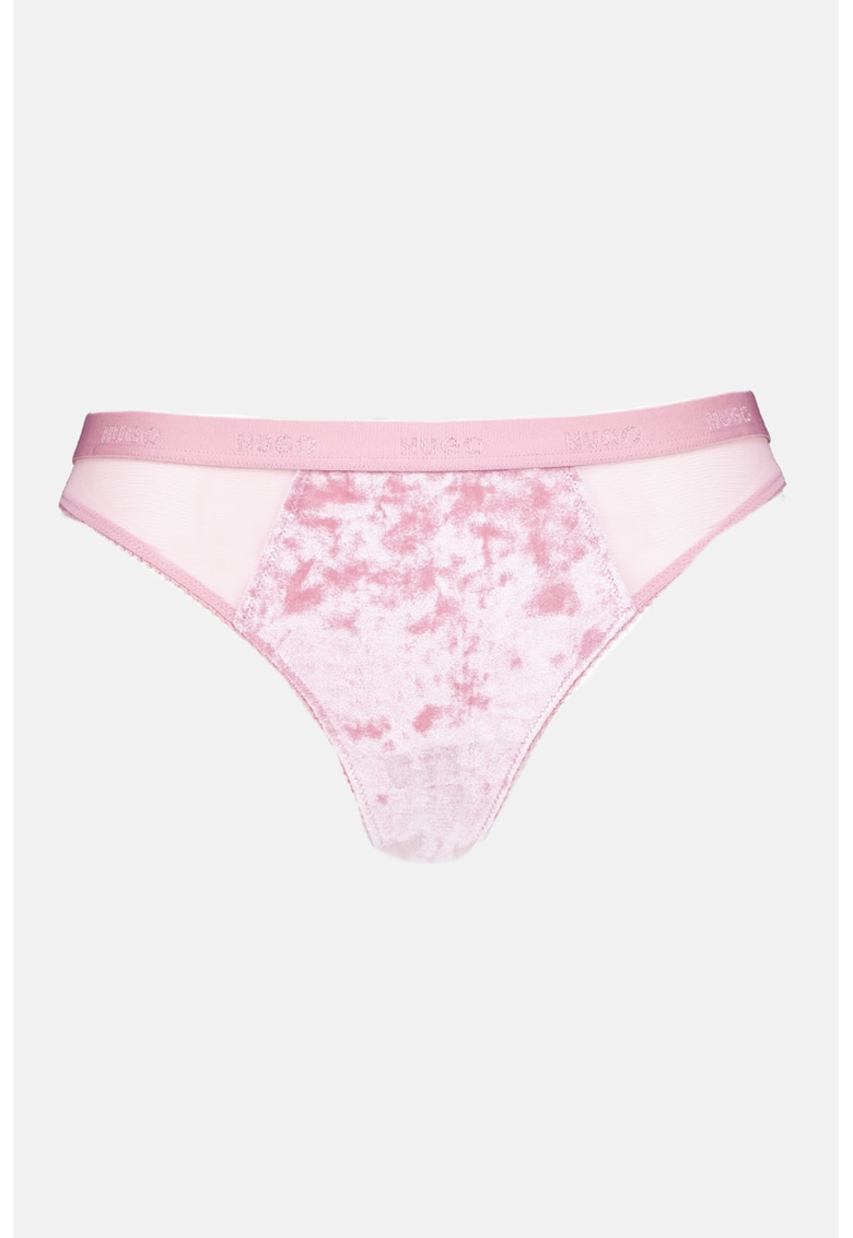 Chiloti tanga cu segment din catifea