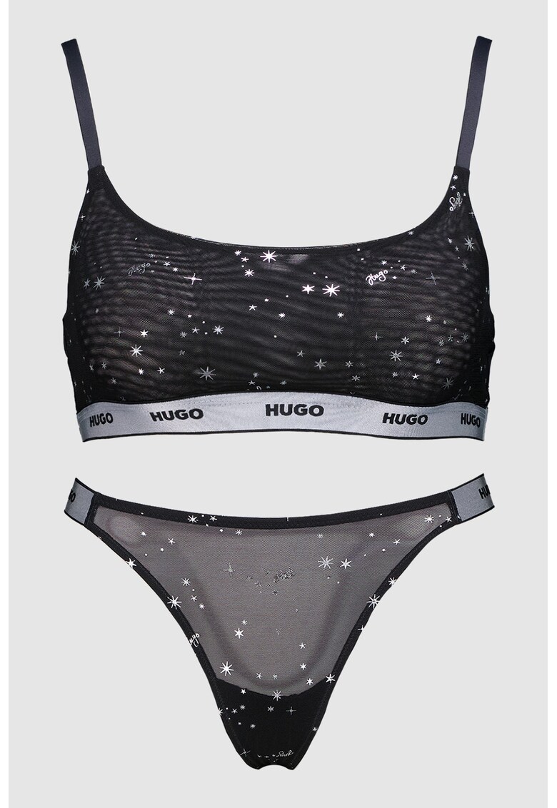 Set de butiera si chiloti tanga cu imprimeu cu stele - 2 piese