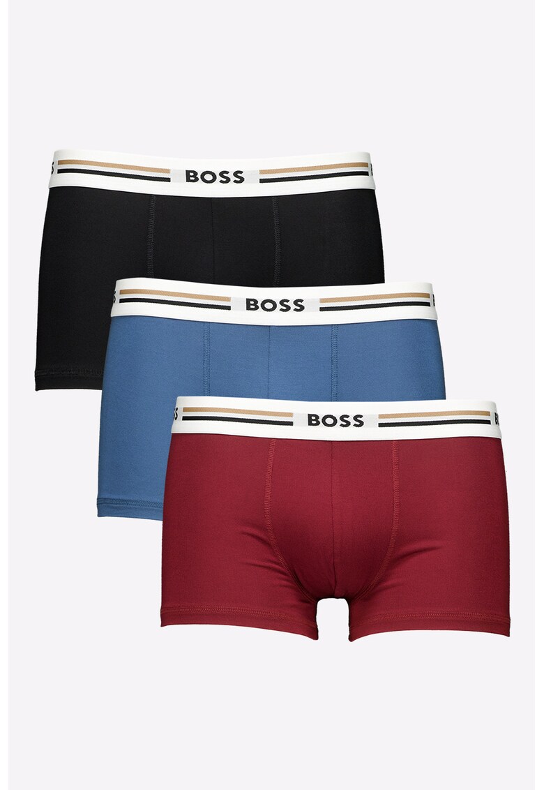 Set de boxeri cu banda logo in talie - 3 perechi - Visiniu/Negru/Albastru