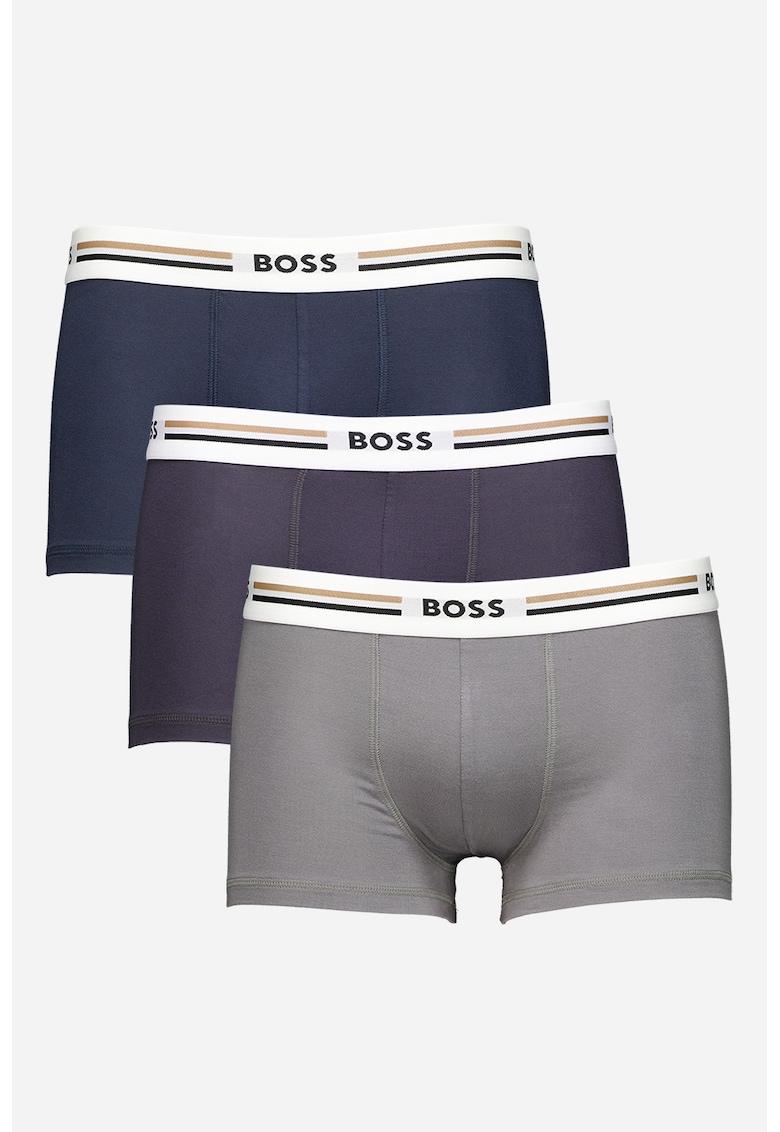Set de boxeri cu banda logo in talie - 3 perechi - Albastru ultramarin/Gri cenusiu/Gri antracit