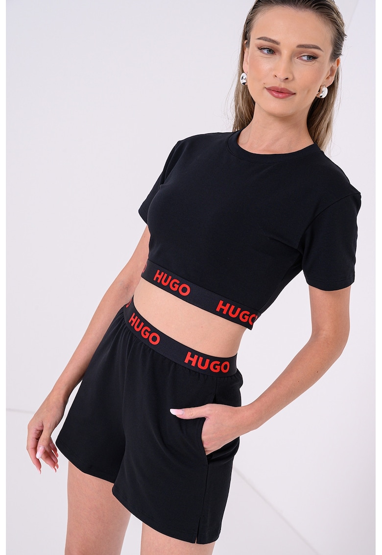 Pantaloni scurti de pijama cu banda logo in talie