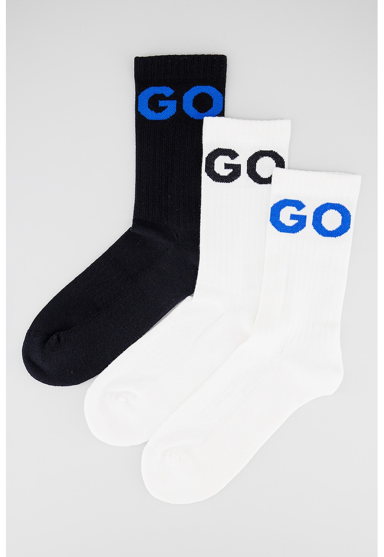 Set de sosete lungi cu logo supradimensionat - 3 perechi