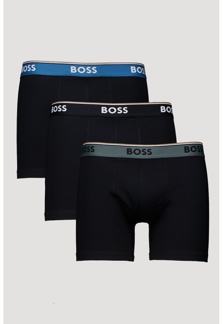 Set de boxeri cu logo Power - 3 perechi - Negru/Albastru