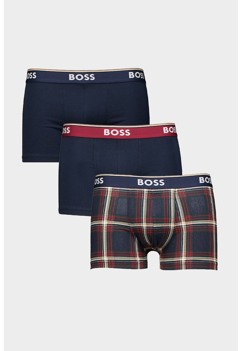 Set de boxeri cu model uni si in carouri - 3 perechi