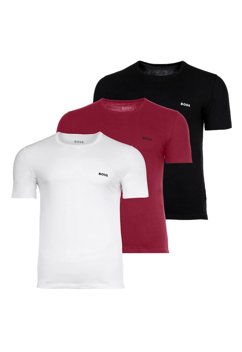 Set de tricouri din bumbac cu logo discret pe piept - 3 piese