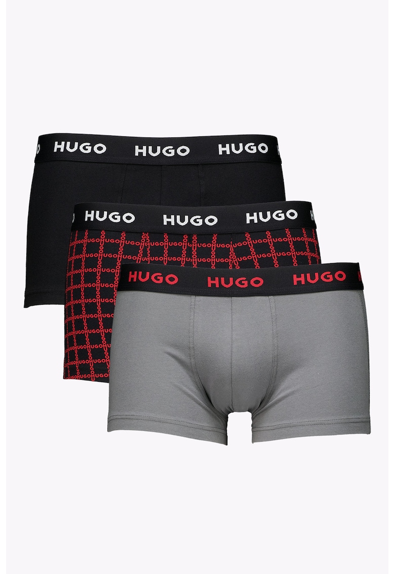 Set de boxeri cu model si banda cu logo in talie - 3 perechi