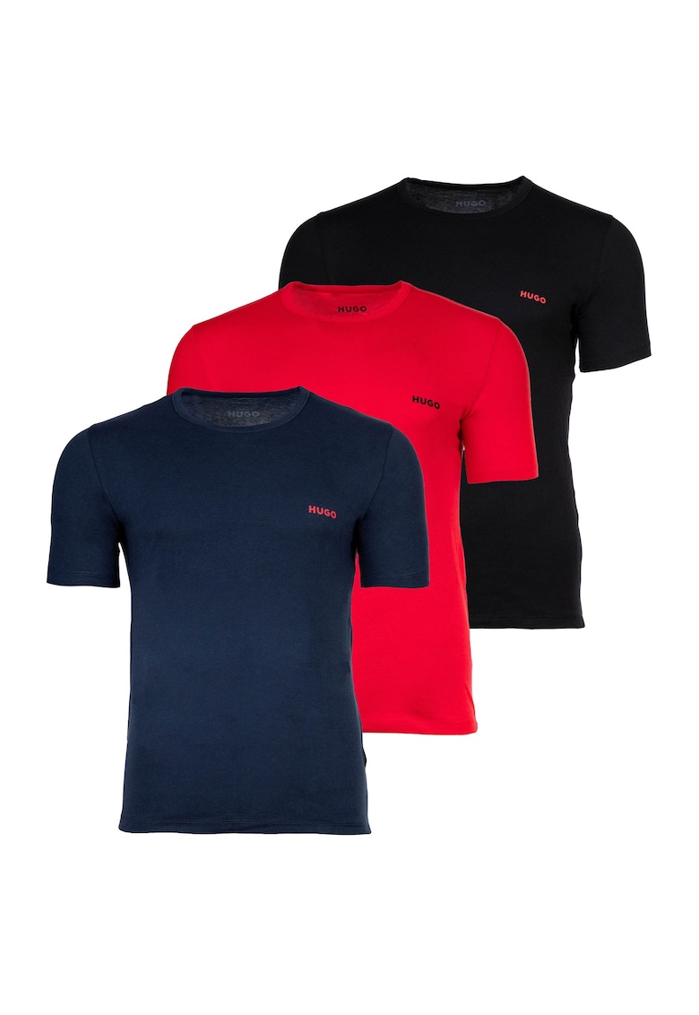 Set de tricouri din bumbac - 3 Piese - Rosu/Negru/Albastru