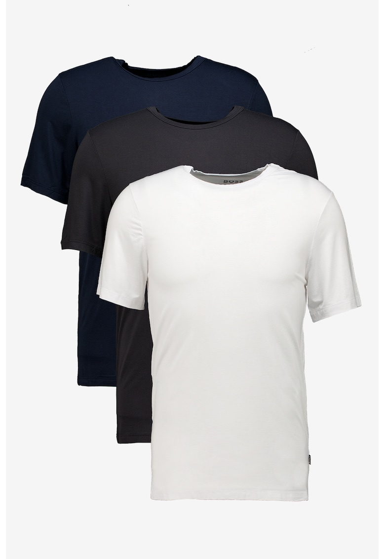 Set de tricouri de casa slim fit - 3 piese - Negru/Alb optic/Bleumarin