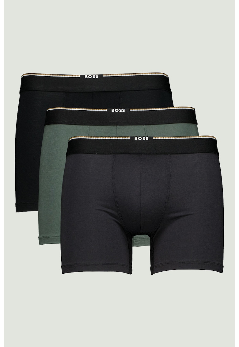 Set de boxeri cu banda logo in talie - 3 perechi - Negru/Verde pal/Gri antracit