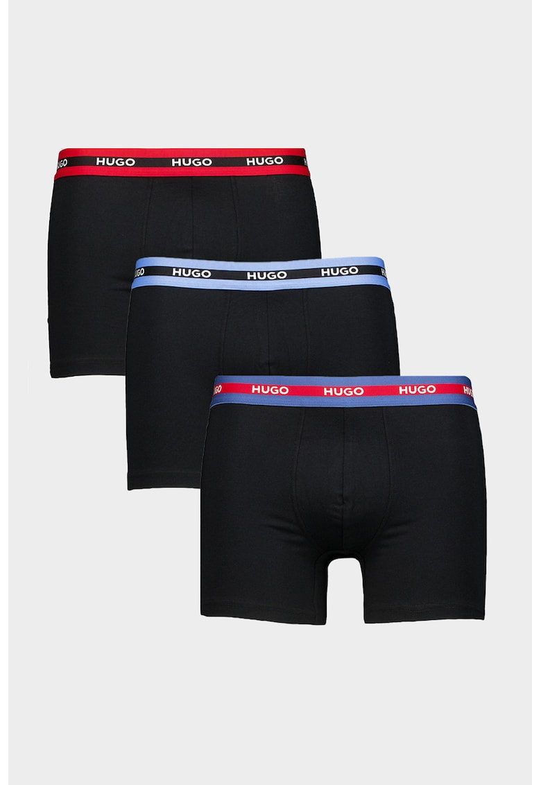 Set de boxeri din amestec de bumbac cu banda logo in talie - 3 perechi