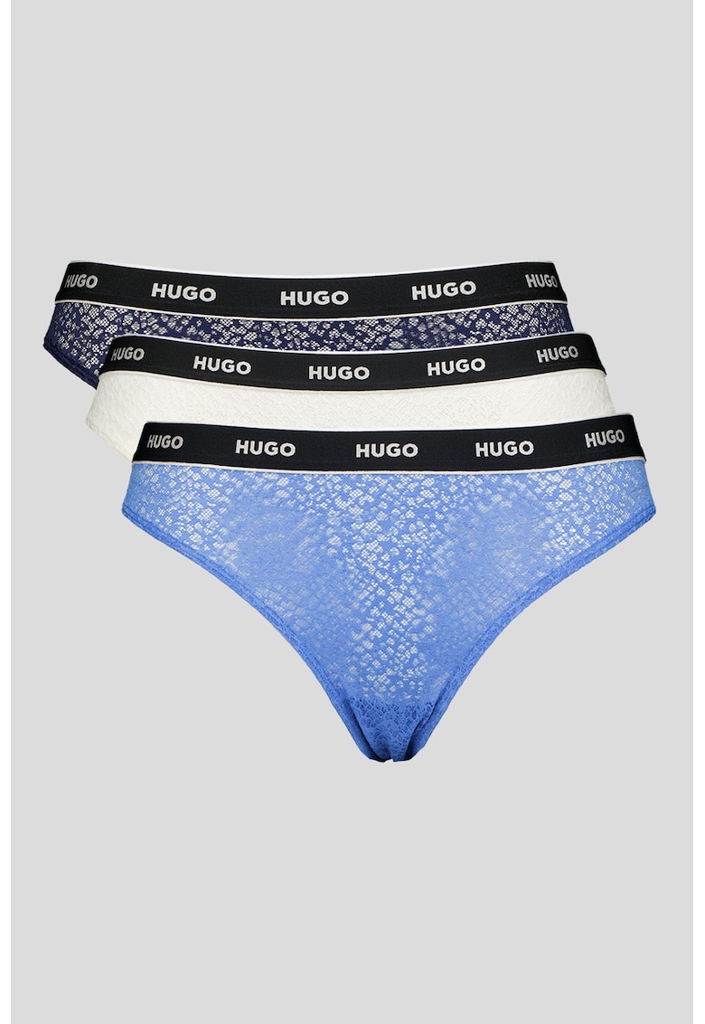 Set de chiloti din dantela cu banda logo in talie - 3 perechi Set de chiloti din dantela cu banda logo in talie - 3 perechi