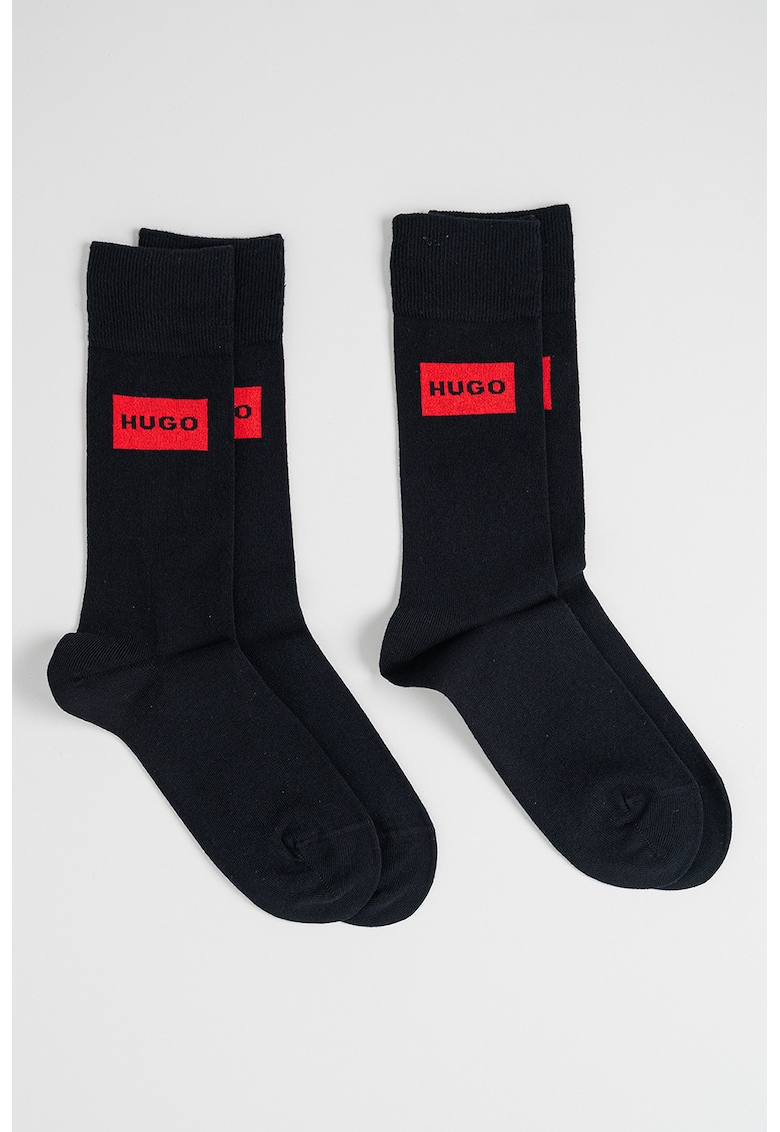 Set de sosete lungi cu logo - 2 perechi - Negru/Rosu vermillion