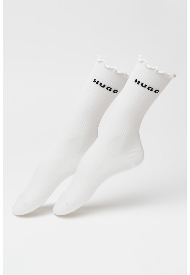 Set de sosete lungi cu logo si terminatii valurite - 2 perechi