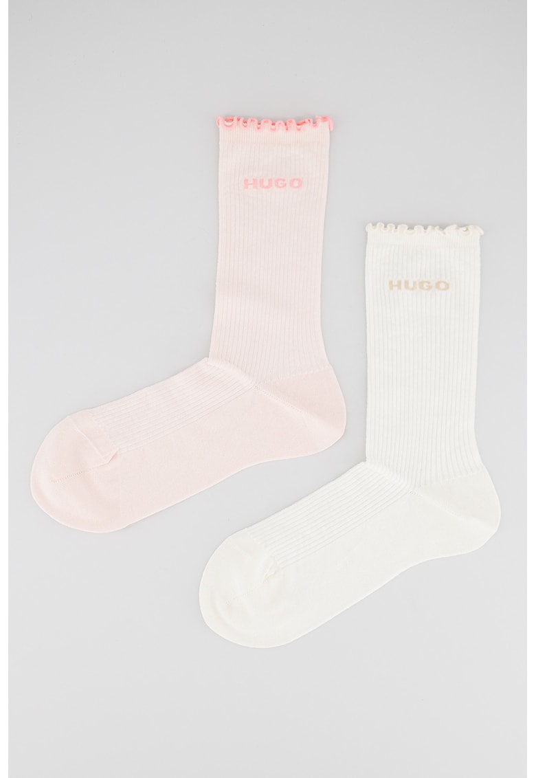 Set de sosete lungi cu logo si terminatii valurite - 2 perechi