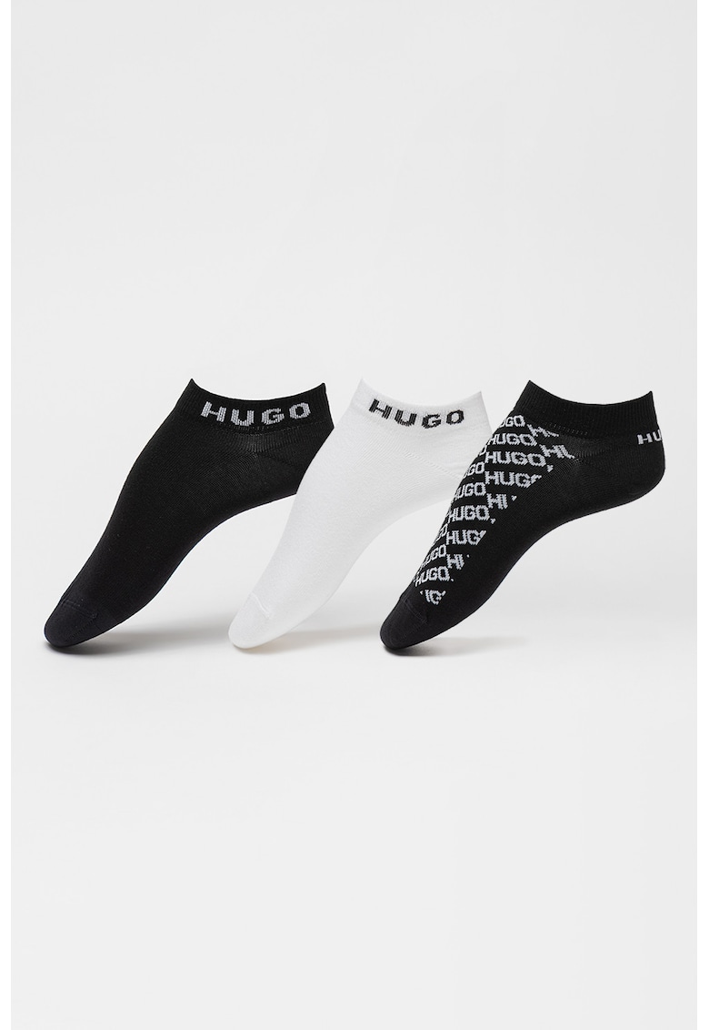 Set de sosete scurte cu imprimeu logo - 3 perechi Set de sosete scurte cu imprimeu logo - 3 perechi