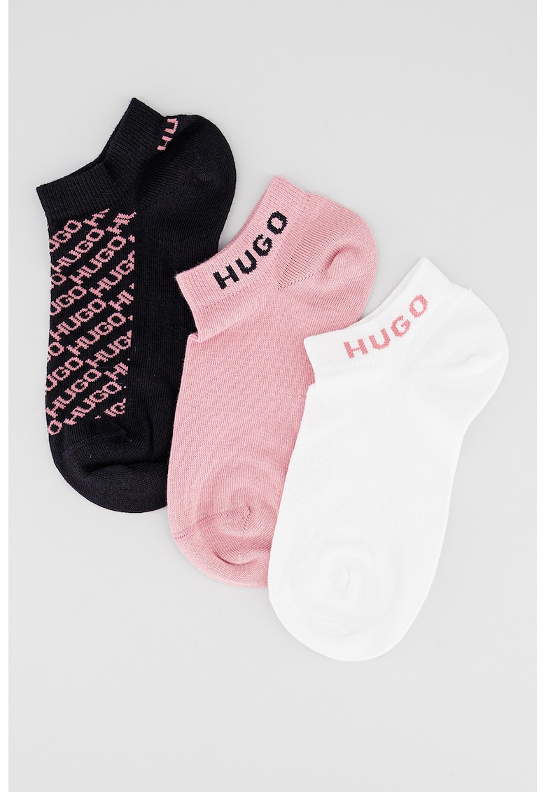 Set de sosete pana la glezna cu imprimeu logo - 3 perechi