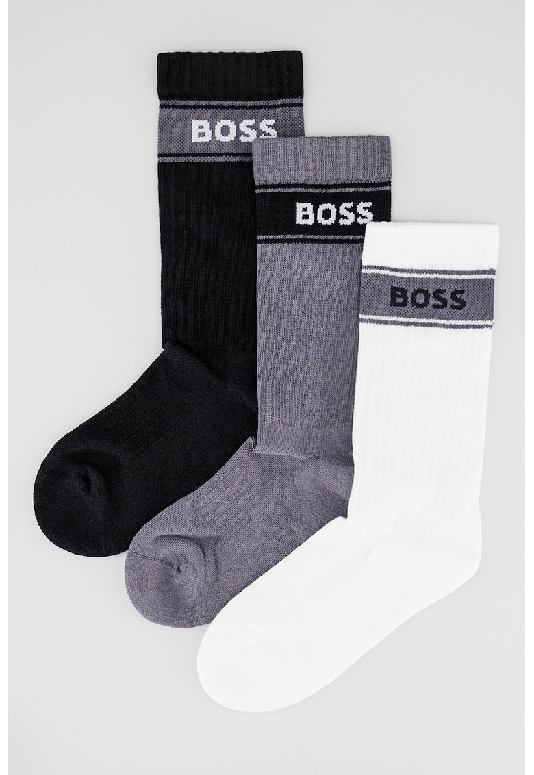 Set de sosete lungi cu detaliu logo - 3 perechi