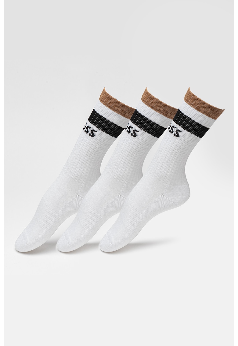 Set de sosete din amestec de bumbac cu model logo - 3 perechi