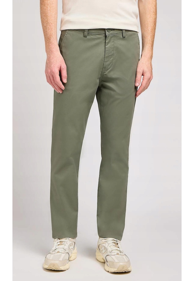 Pantaloni barbati bumbac/elastan - verde - Verde masliniu