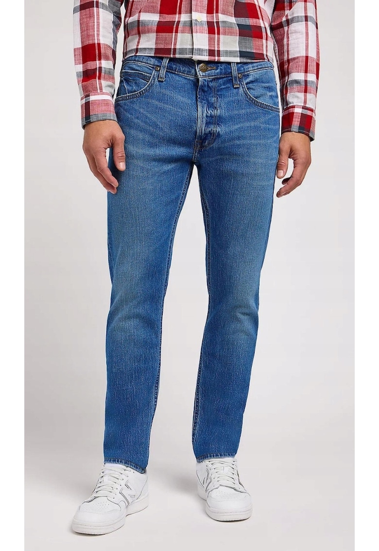 Blugi Luke - croiala subtire albastru indigo vintage - material textil reciclat - Albastru