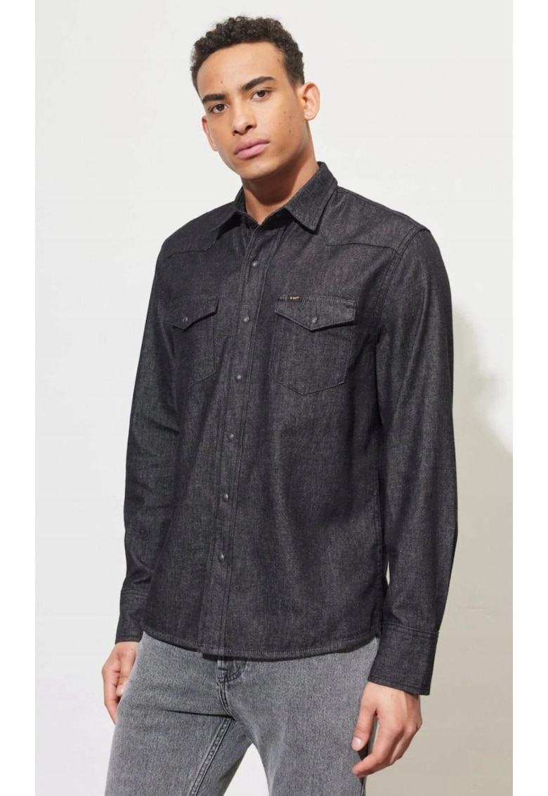 Camasa barbati - Western Regular - croiala eleganta - negru spalat - 100% bumbac -