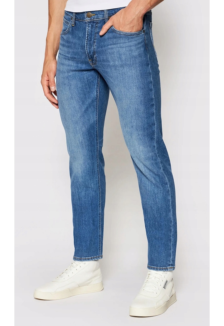 Blugi Daren - model drept - albastru - bumbac - cu fermoar -