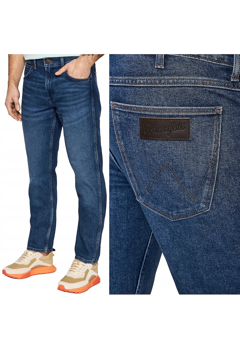 Blugi bărbați Wrangler albastru închis - croi drept - elastic