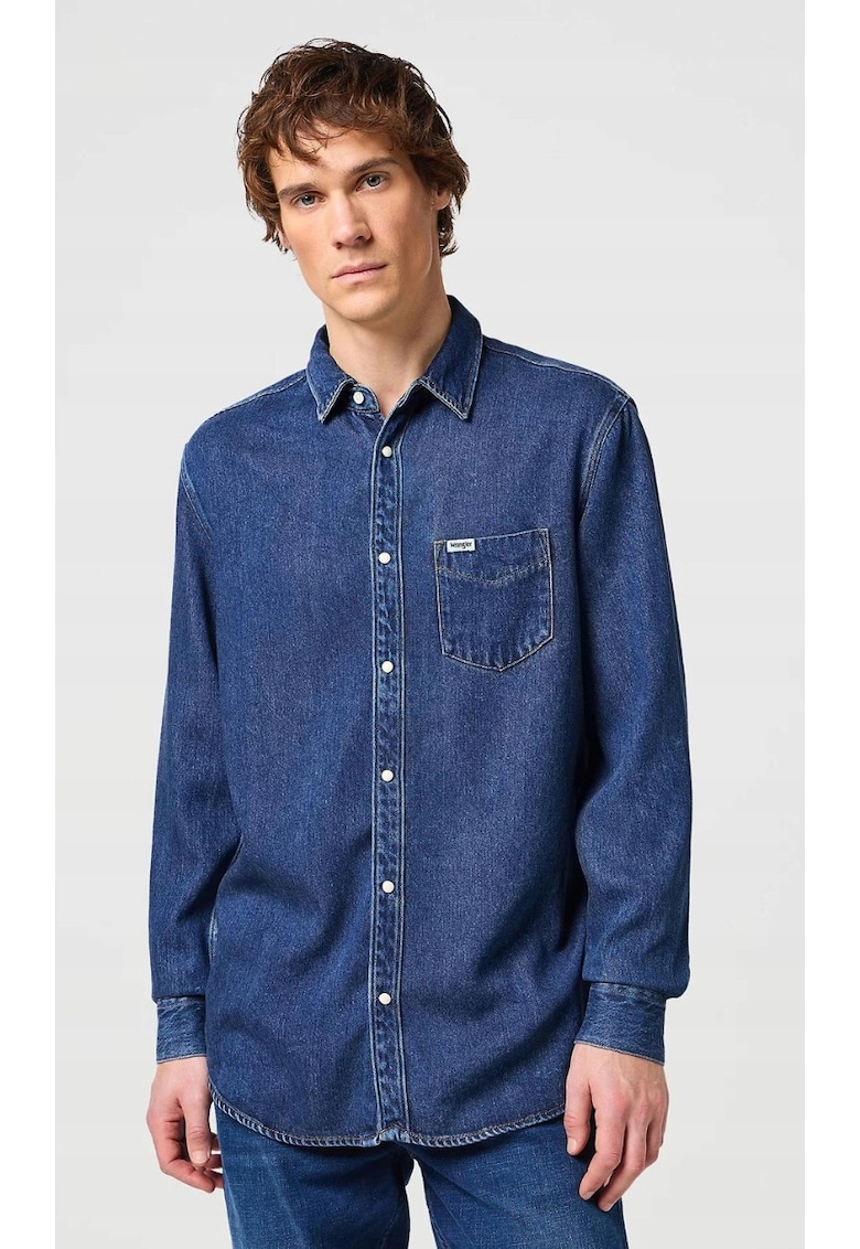 Camasa barbati - 1 buzunar - croiala regulata - bleumarin - denim