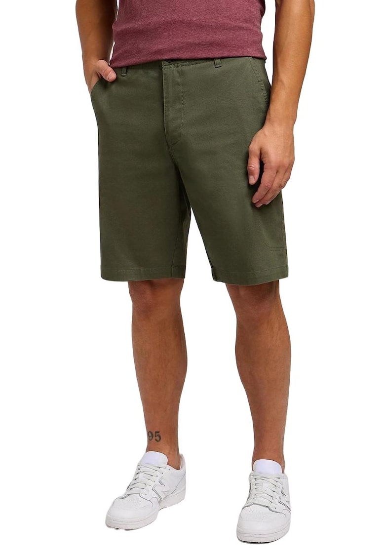 Pantaloni scurti barbati 112349267 - Bumbac/Elastan - Verde masliniu