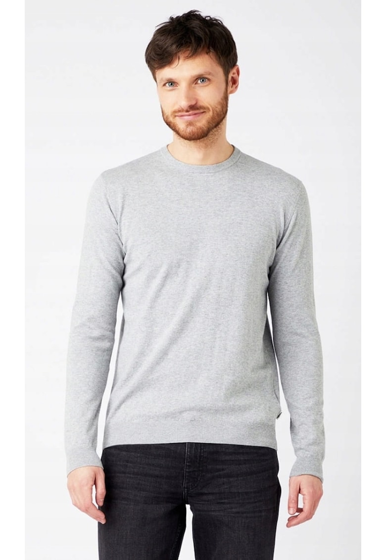 Pulover barbati model Crew Knit - gri mediu - croiala regulata - 100% bumbac