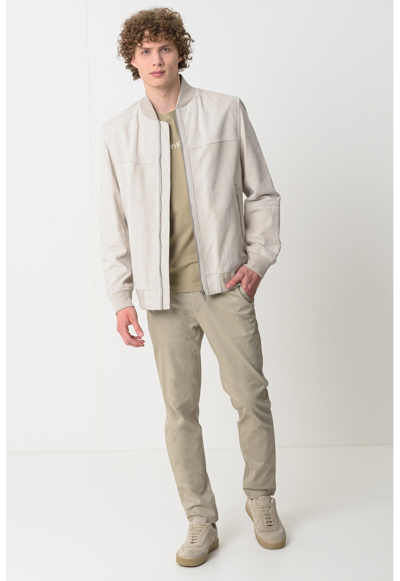 Jacheta de piele cu guler baseball Johice