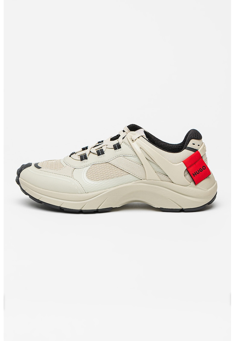 Pantofi sport cu garnituri din material textil cu sireturi - Gri cenusiu