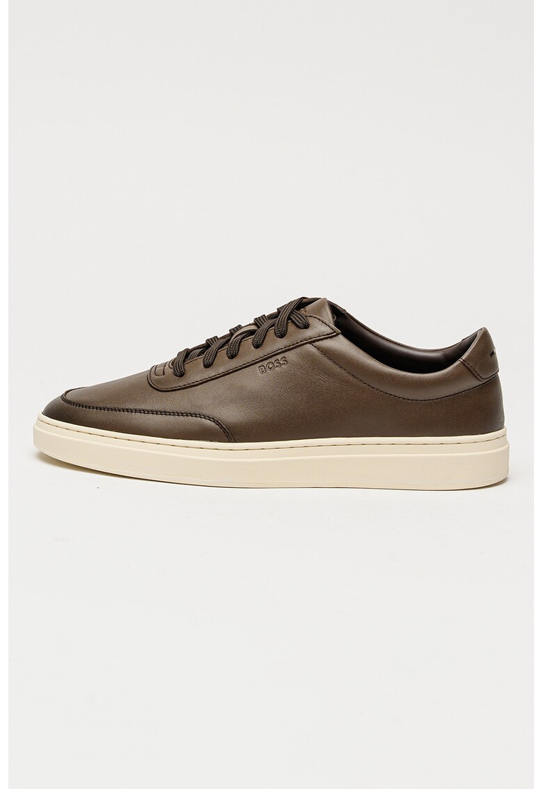 Pantofi sport Kieran de piele cu logo - Maro