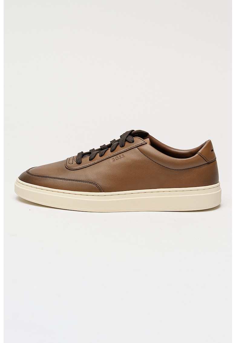Pantofi sport Kieran de piele cu logo - Maro scortisoara